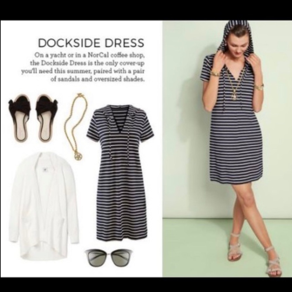 Cabi Dockside Dress striped hooded short style 5409 - size small EUC - Picture 2 of 6